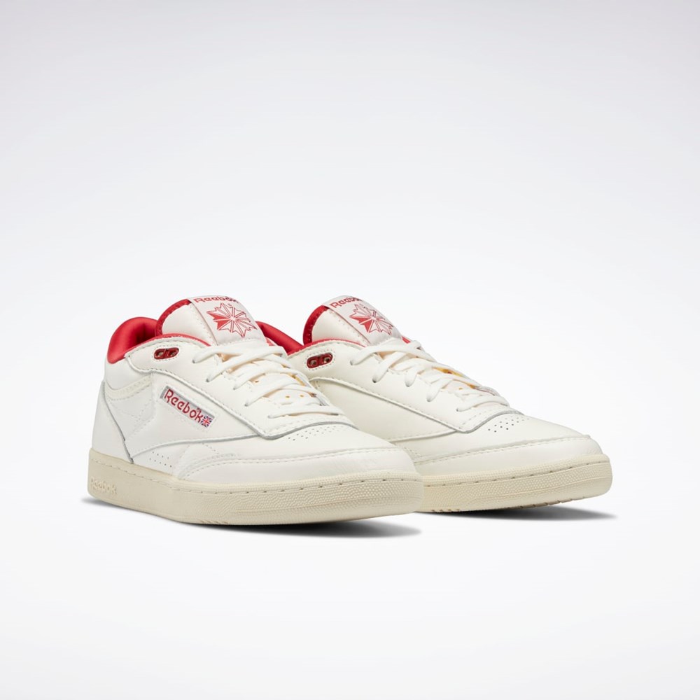 Reebok Club C Mid II Vintage Shoes Chalk / Alabaster / Flash Red | GY9690