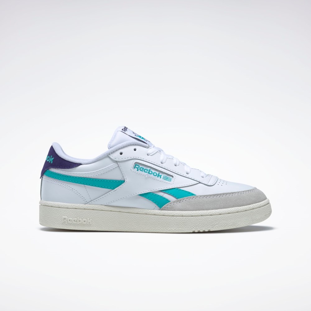 Reebok Club C Revenge Shoes Ftwr White / Classic Teal / Bold Purple | GY1822