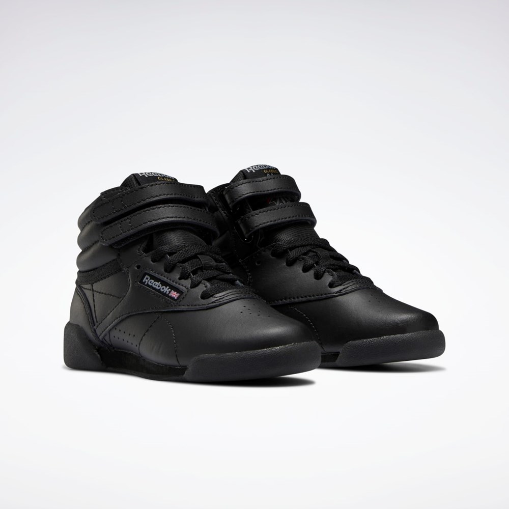 Reebok Freestyle Hi Shoes - Preschool Core Black / Core Black / Pure Grey 5 | GX7228