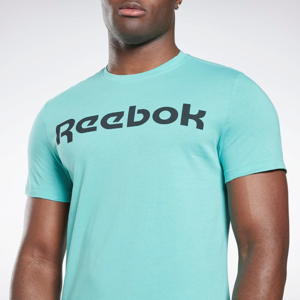 Reebok Graphic Series Linear Logo Tee Semi Classic Teal | HI6288