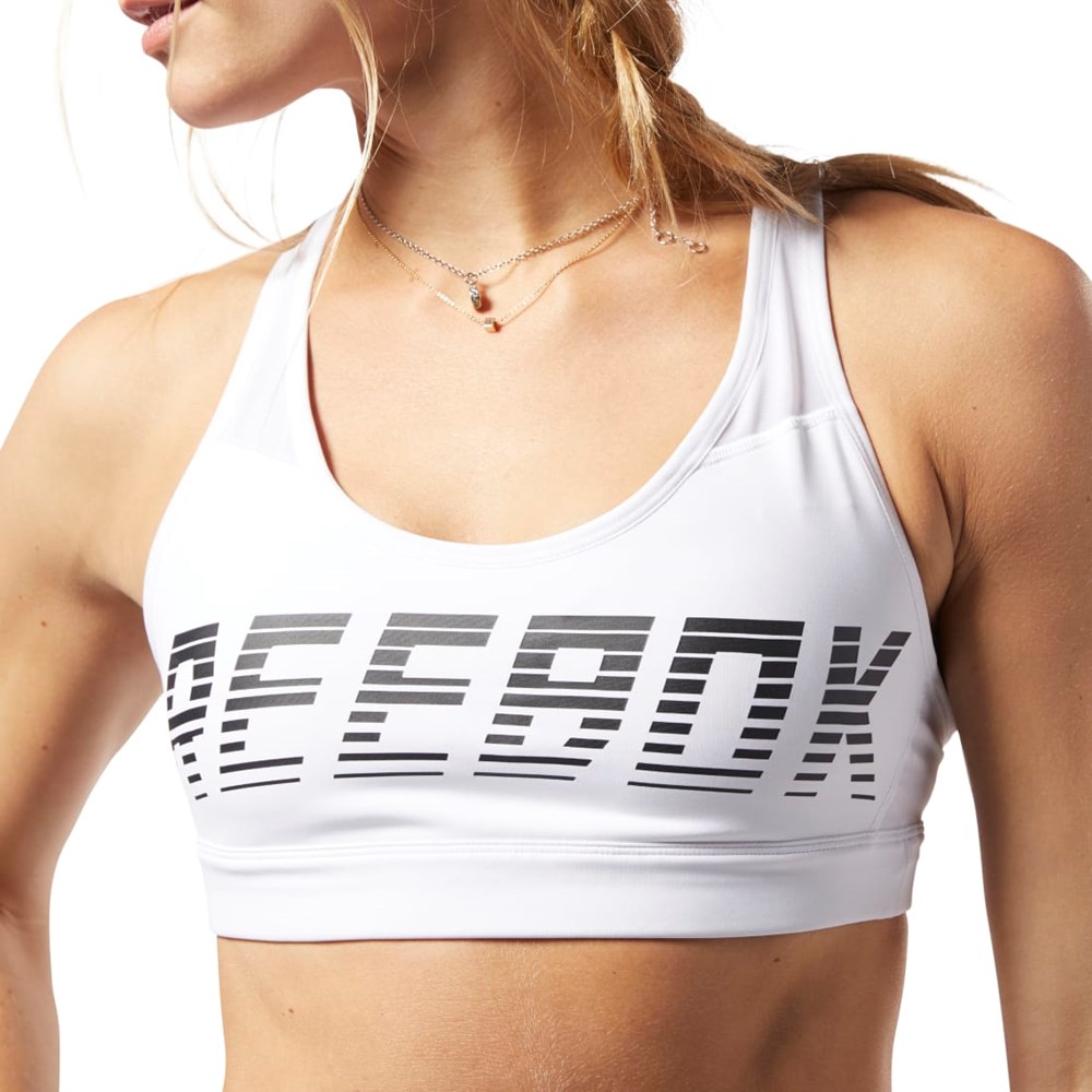 Reebok Hero Strappy Medium-Impact Padded Bra White | DY8071