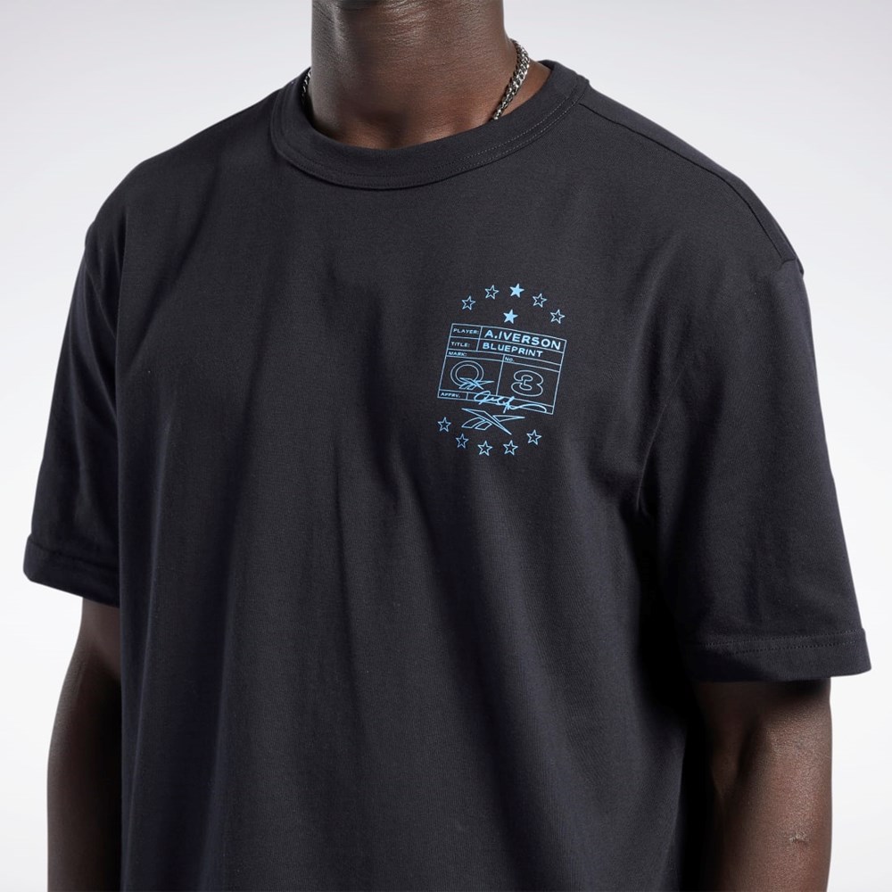 Reebok Iverson Basketball I3 Blueprint Short Sleeve T-Shirt Black | HG4343