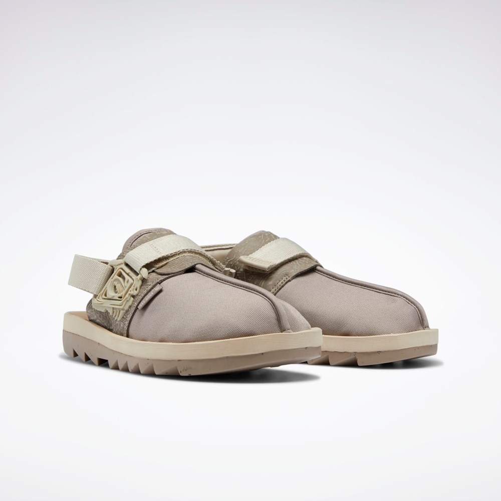 Reebok Jurassic World Beatnik Slides Boulder Grey / Parchment / Oatmeal | HQ6266