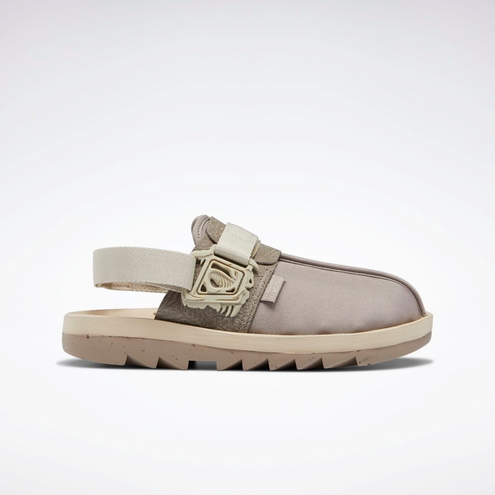 Reebok Jurassic World Beatnik Slides Boulder Grey / Parchment / Oatmeal | HQ6266