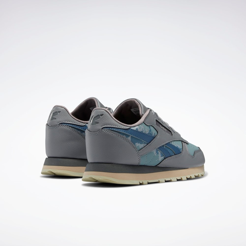 Reebok Jurassic World Classic Leather Shoes - Grade School Pure Grey 5 / Teal Fog / Brave Blue | HQ6267