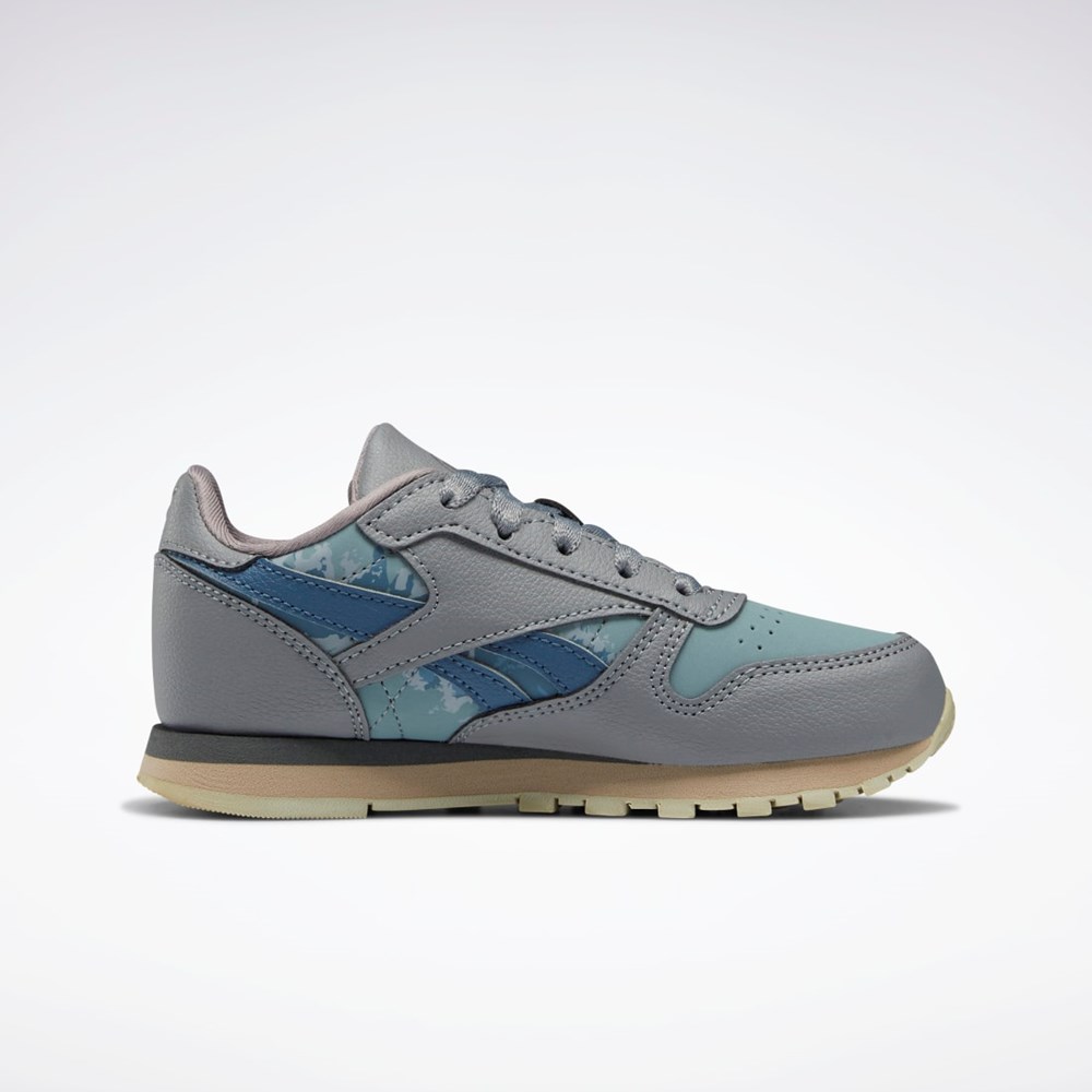 Reebok Jurassic World Classic Leather Shoes - Preschool Pure Grey 5 / Teal Fog / Brave Blue | HQ6268