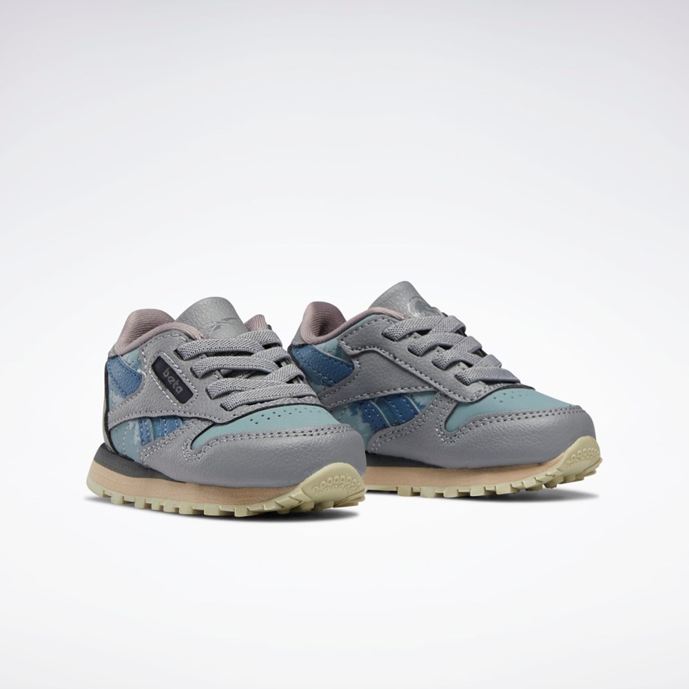 Reebok Jurassic World Classic Leather Shoes - Toddler Pure Grey 5 / Teal Fog / Brave Blue | HQ6270