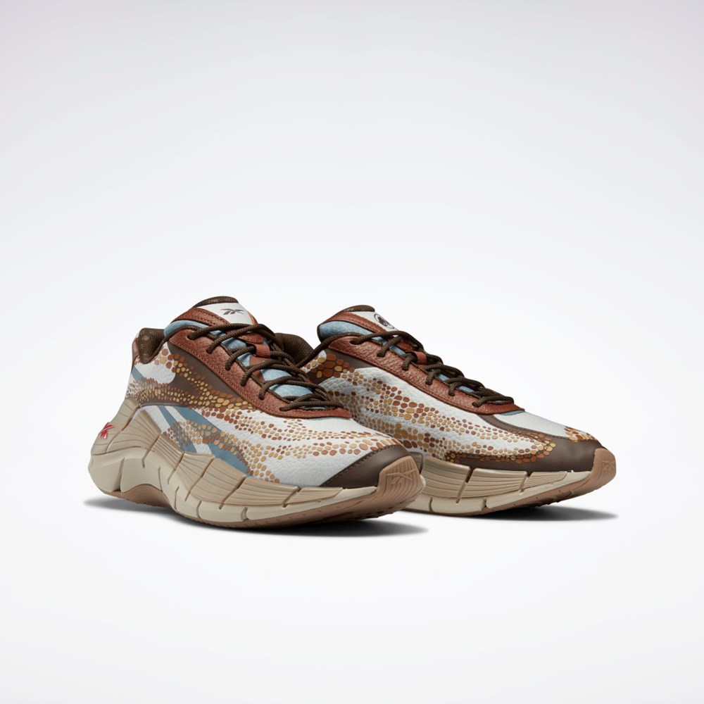 Reebok Jurassic World Zig Kinetica 2.5 Shoes Stark Grey / Peat S18-R / Grizzly Brown | HQ6263