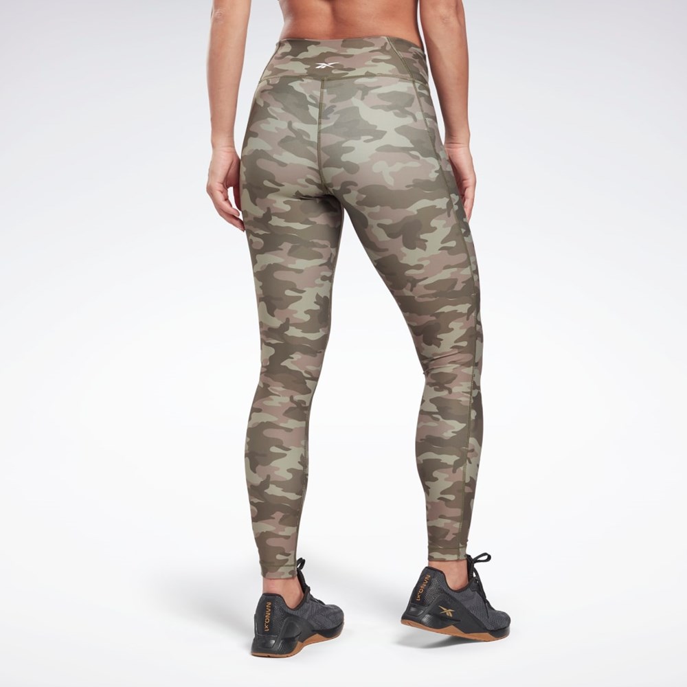 Reebok Lux Bold Camo Print Tights Army Green | HF0739