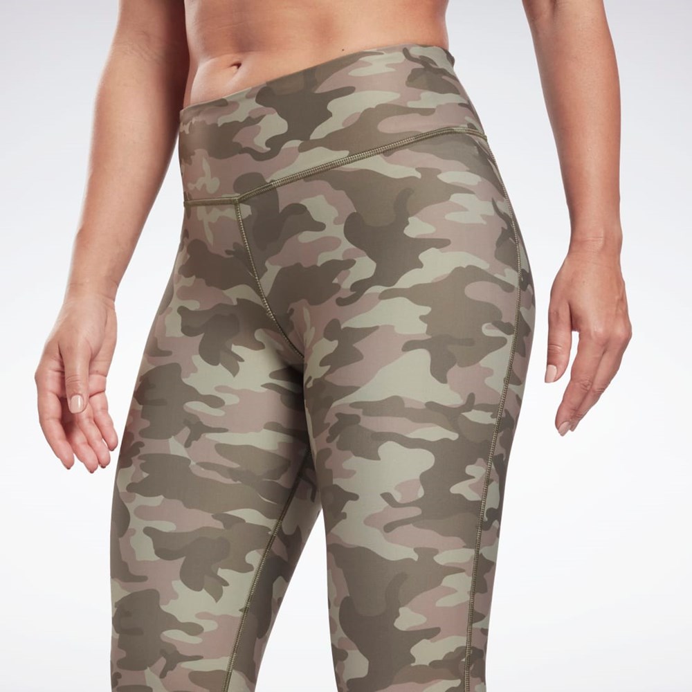 Reebok Lux Bold Camo Print Tights Army Green | HF0739