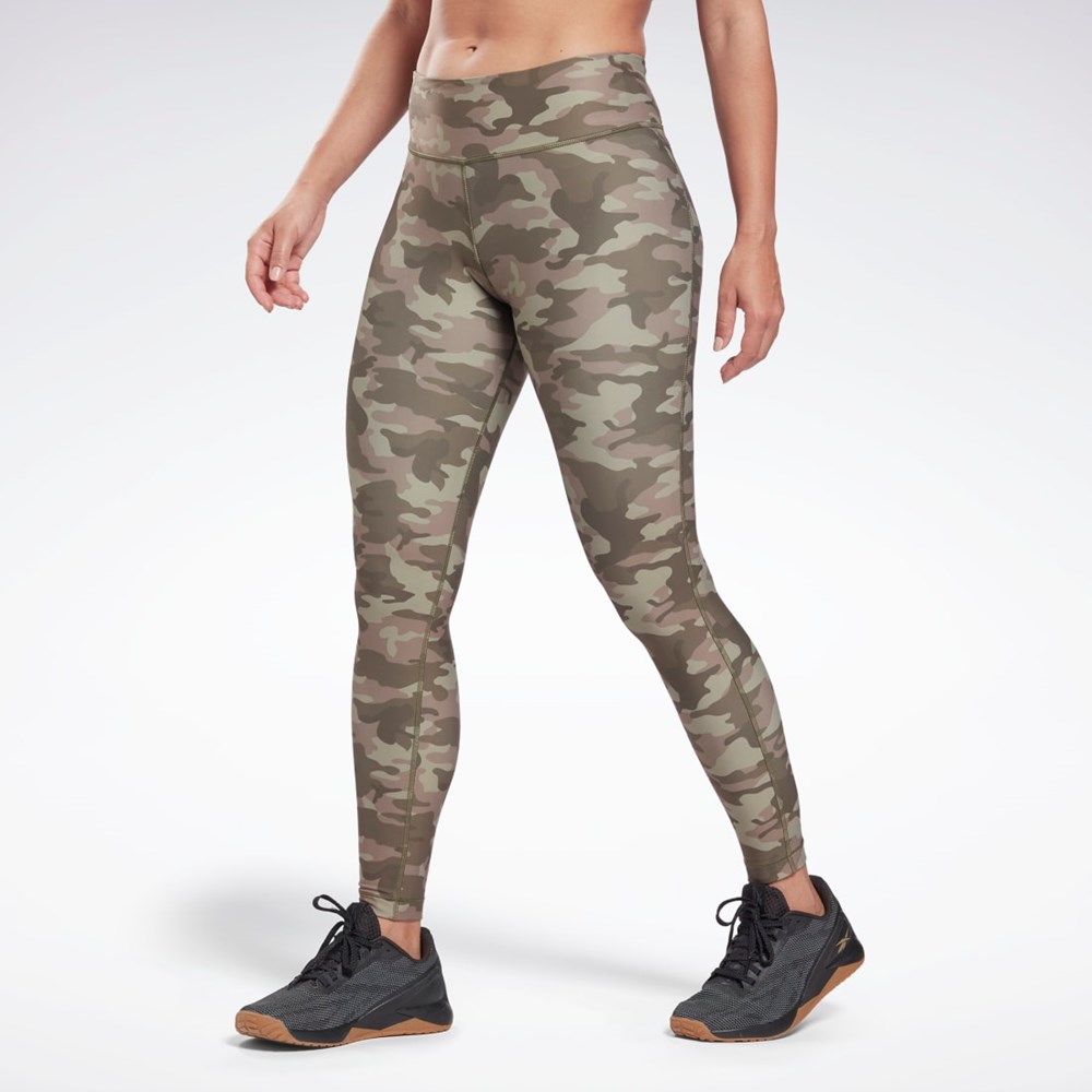 Reebok Lux Bold Camo Print Tights Army Green | HF0739