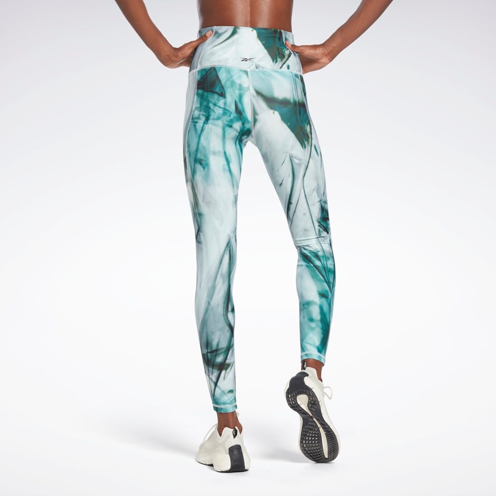 Reebok Lux Bold High-Waisted Liquid Abyss Print Tights Light Sage | H56388