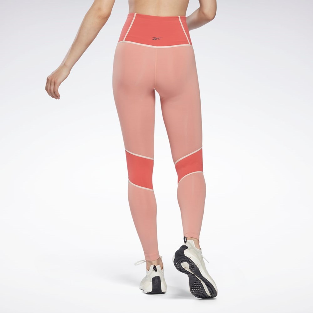 Reebok Lux High-Waisted Colorblock Tights Canyon Coral | H51435