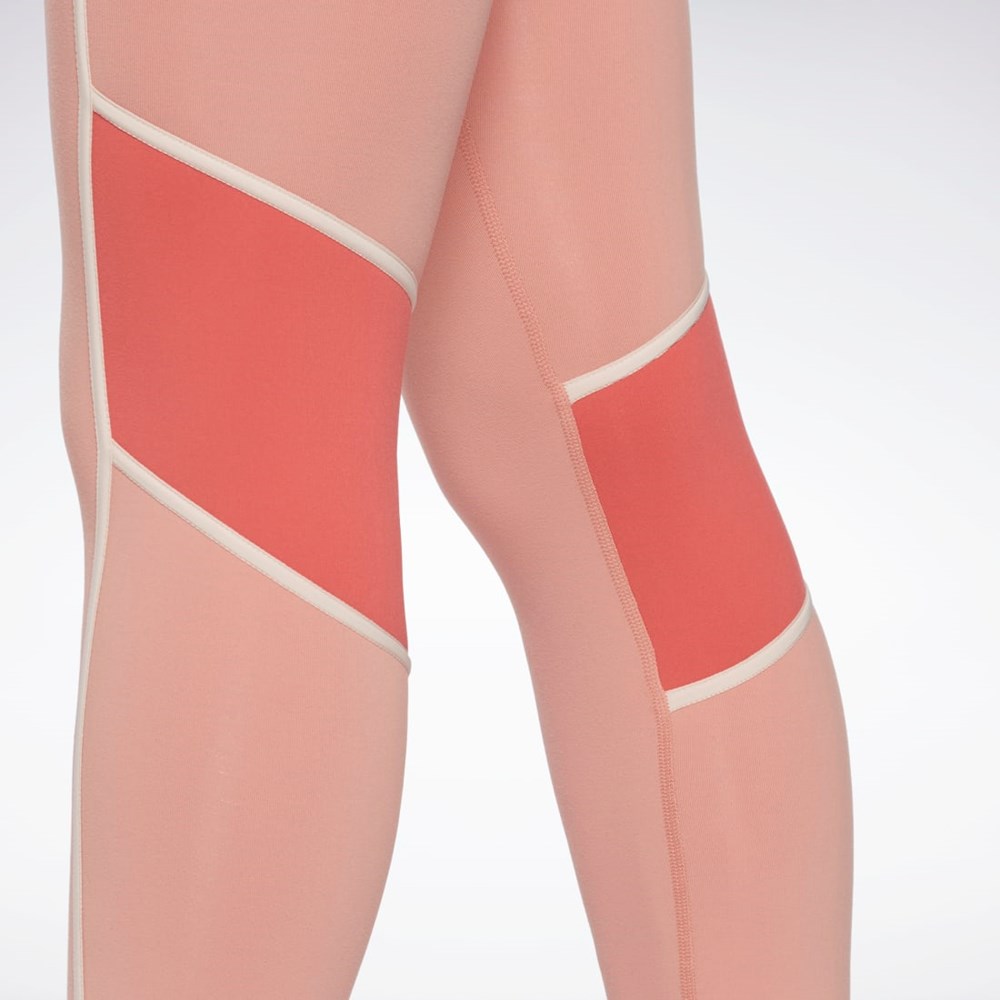 Reebok Lux High-Waisted Colorblock Tights Canyon Coral | H51435