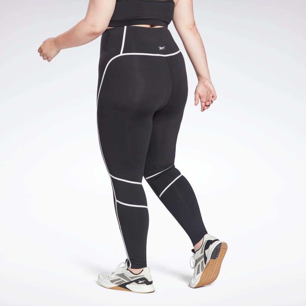 Reebok Lux High-Waisted Colorblock Tights (Plus Size) Black | HB2042