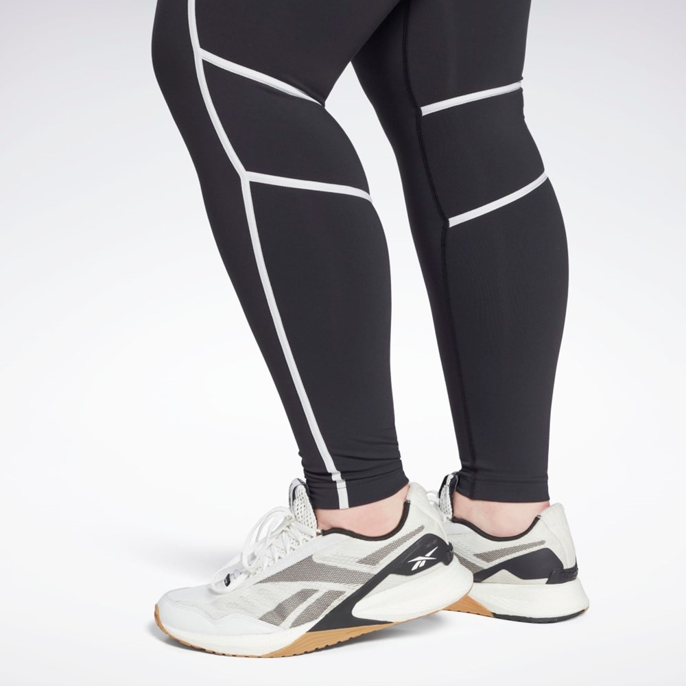 Reebok Lux High-Waisted Colorblock Tights (Plus Size) Black | HB2042