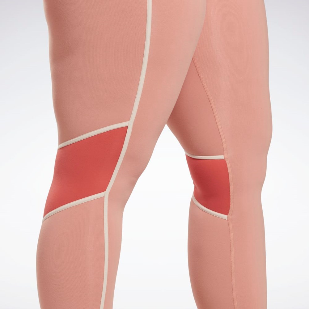 Reebok Lux High-Waisted Colorblock Tights (Plus Size) Canyon Coral | HB6420