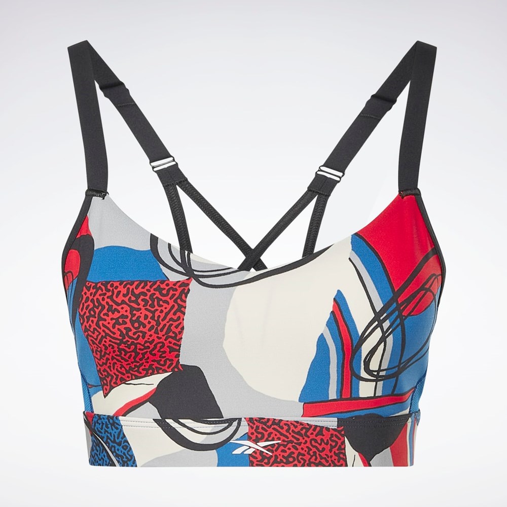 Reebok Lux Perform Graphic Strappy Bra Vector Blue | HN7669