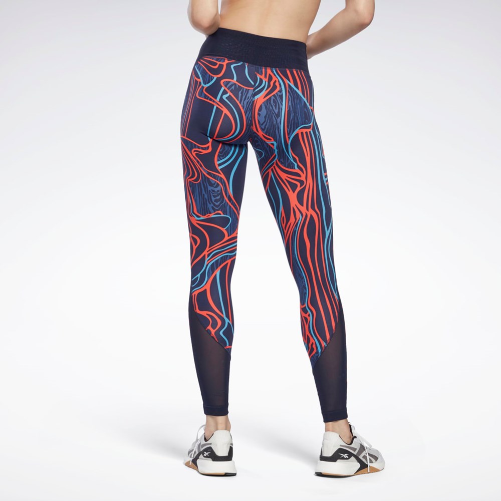 Reebok Lux Perform Mid-Rise Nature Grown Tights Vector Navy | H51439