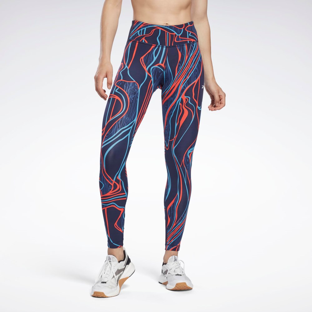 Reebok Lux Perform Mid-Rise Nature Grown Tights Vector Navy | H51439