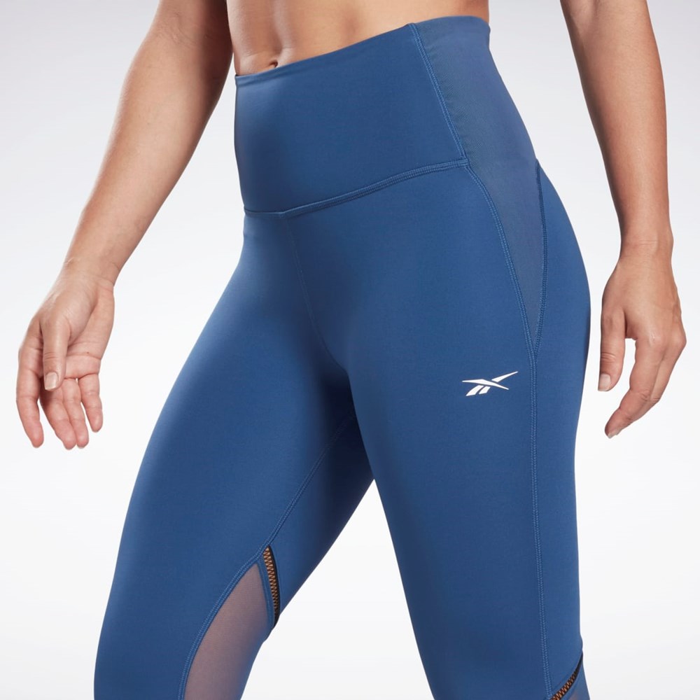 Reebok Lux Perform Perforated Leggings Batik Blue | HB2025