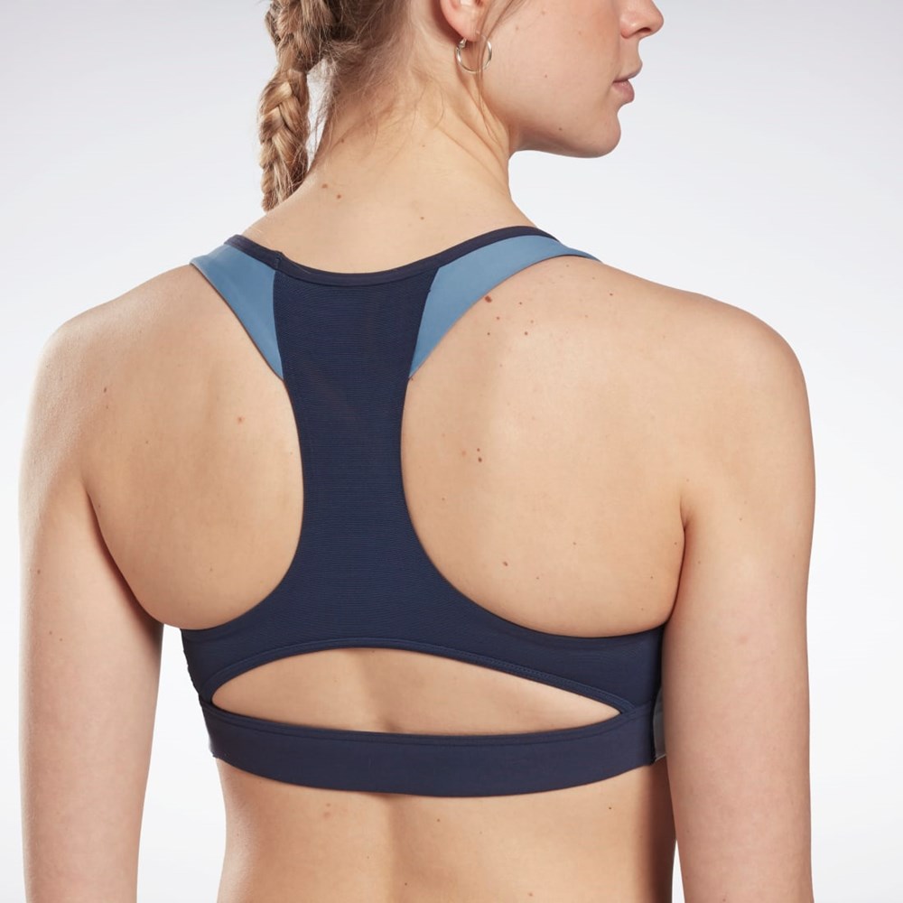 Reebok Lux Racer Padded Colorblock Sports Bra Vector Navy | GS8923