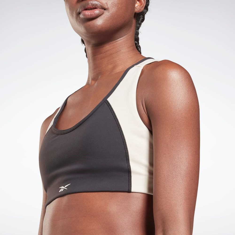 Reebok Lux Racer Padded Colorblock Sports Bra Black / Stucco | GS8925