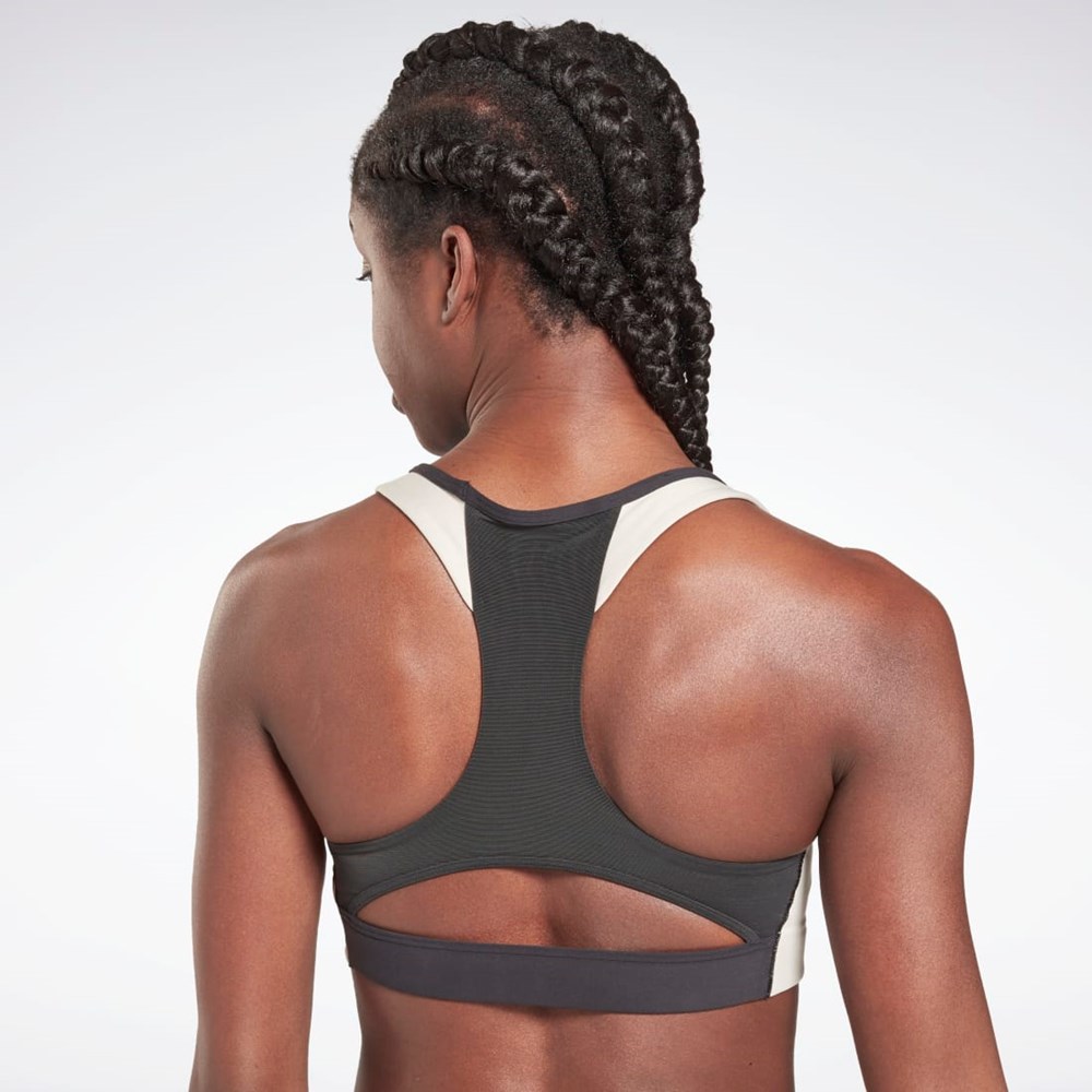 Reebok Lux Racer Padded Colorblock Sports Bra Black / Stucco | GS8925