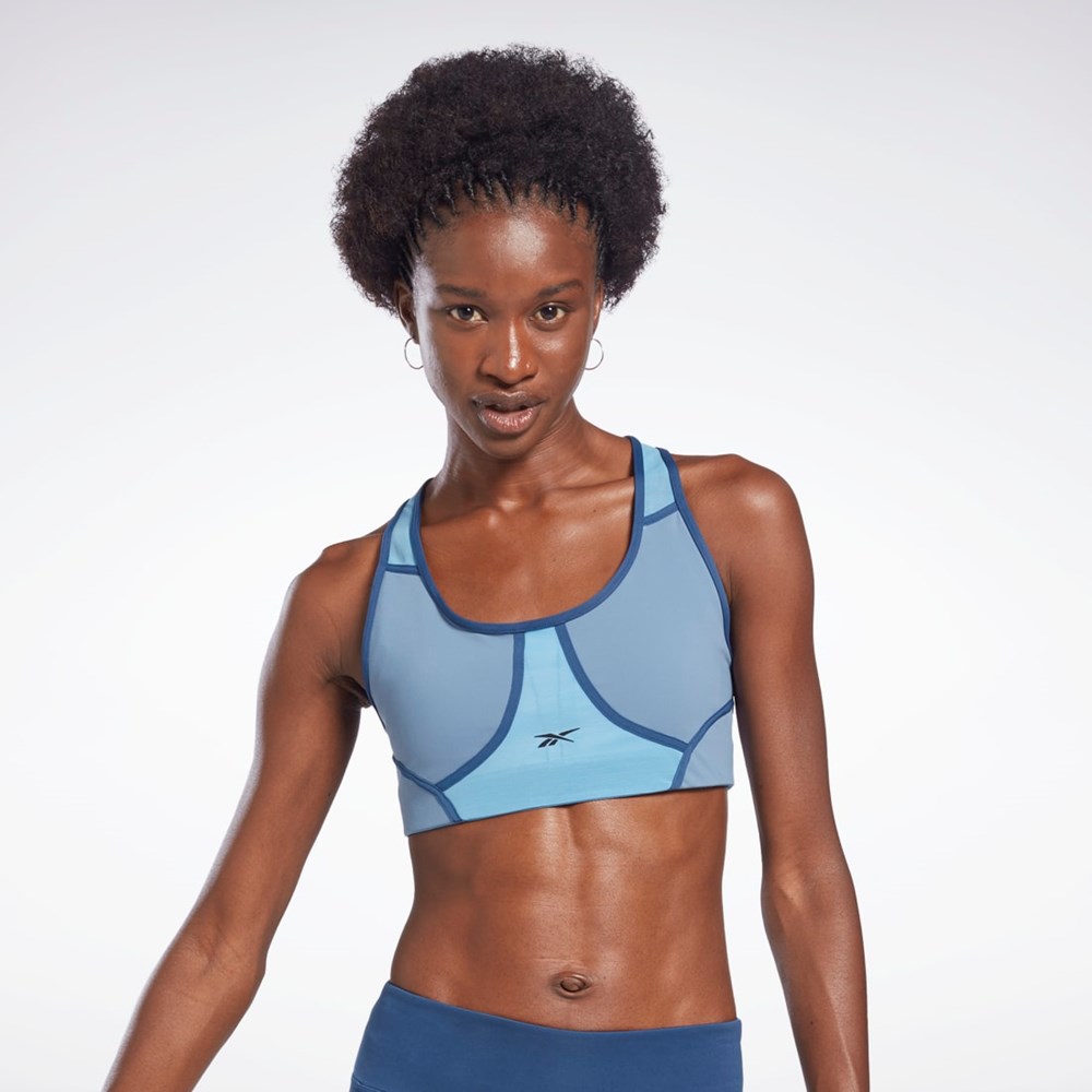 Reebok Lux Racer Padded Colorblocked Bra Blue Slate | H51696