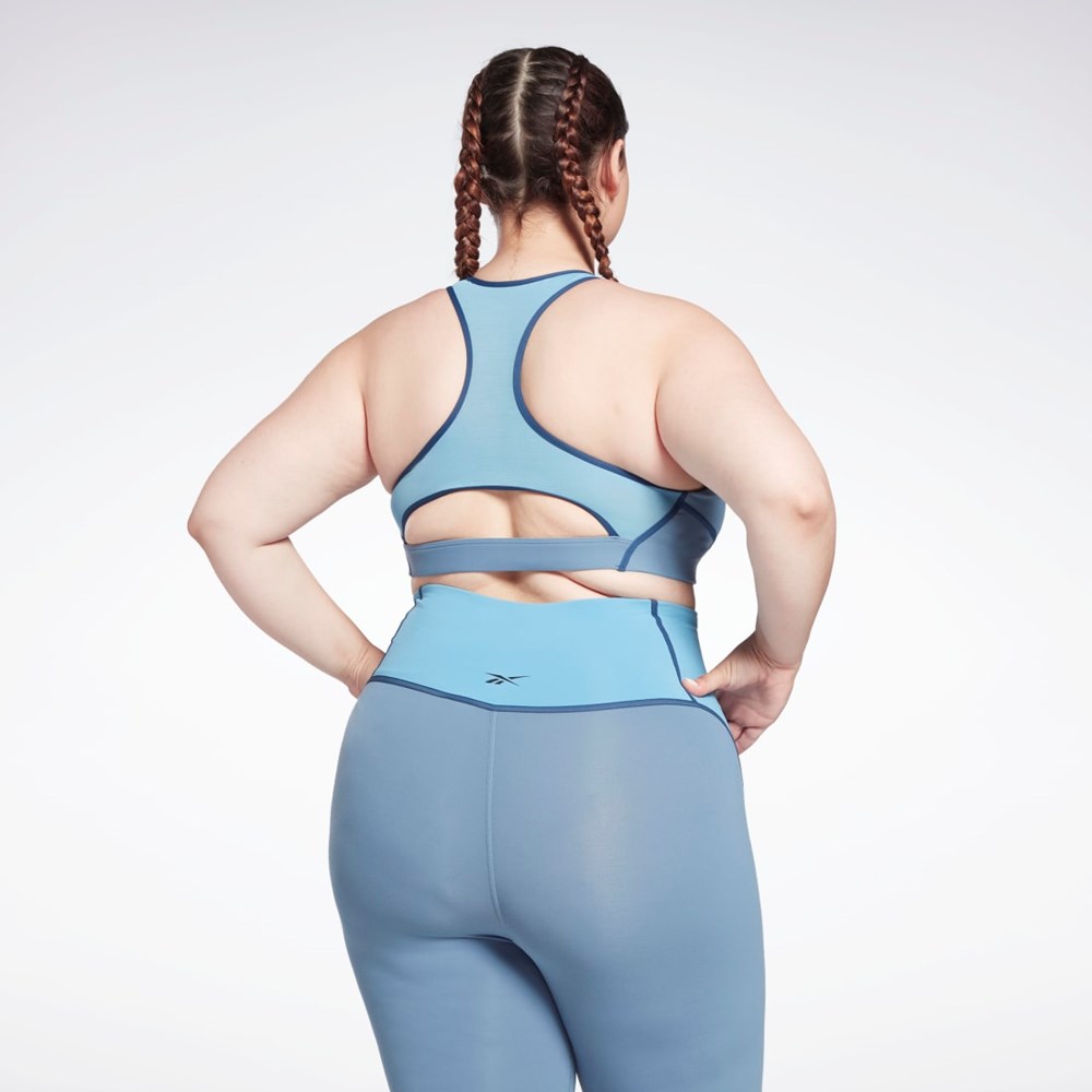 Reebok Lux Racer Padded Colorblocked Bra (Plus Size) Blue Slate | HB2052