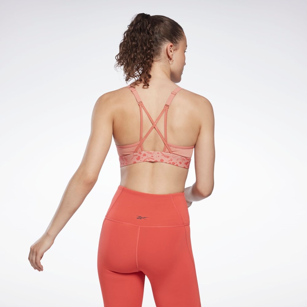 Reebok Lux Strappy Modern Safari Print Sports Bra Canyon Coral | H51830