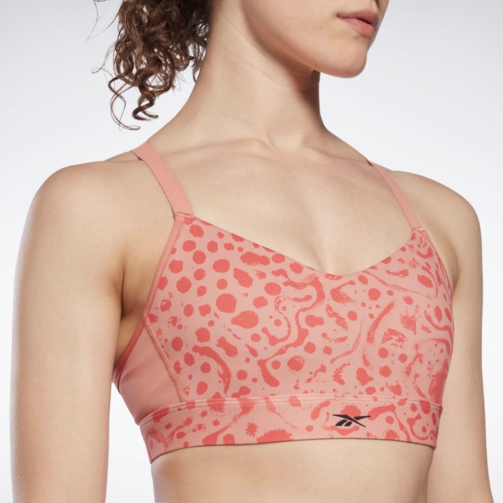 Reebok Lux Strappy Modern Safari Print Sports Bra Canyon Coral | H51830