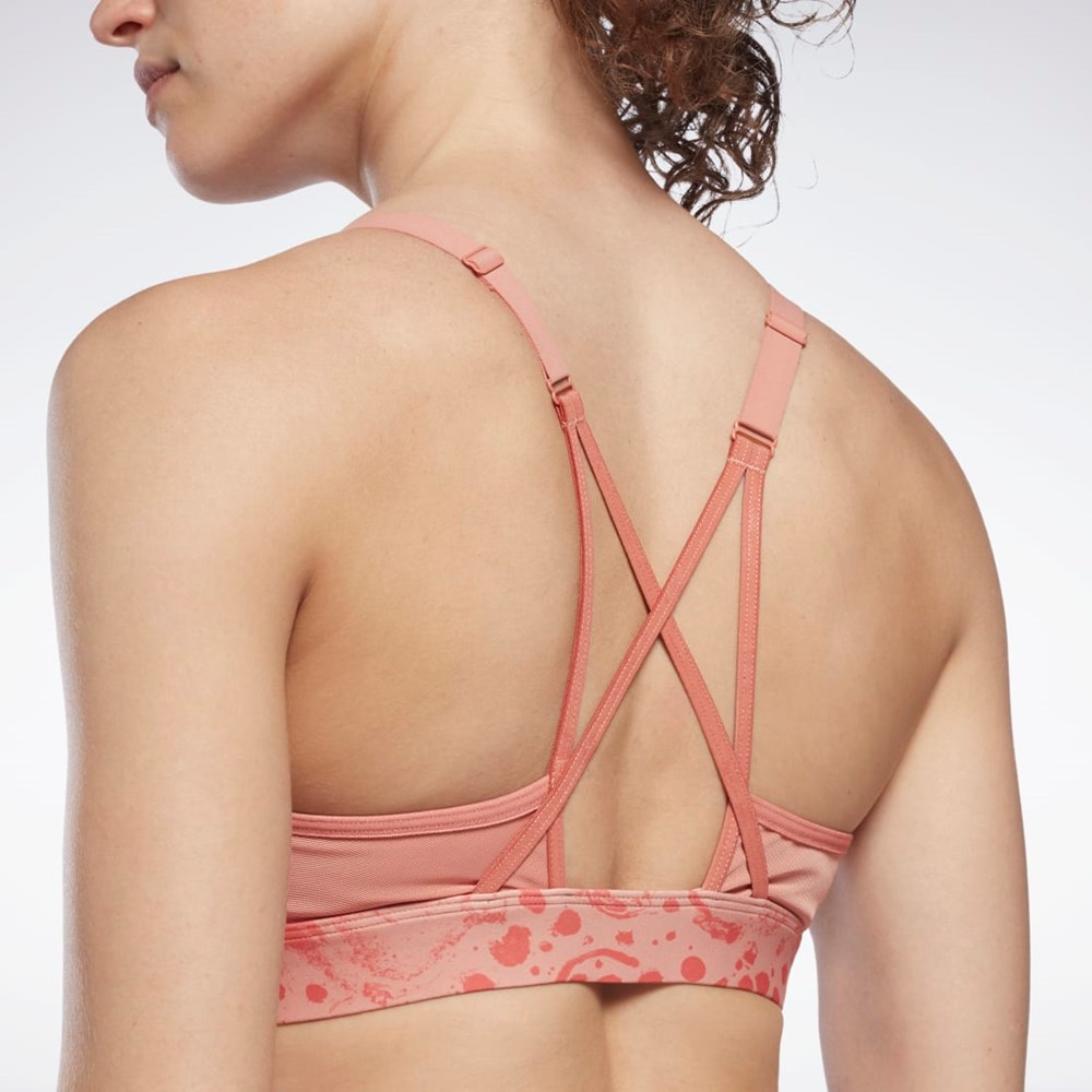 Reebok Lux Strappy Modern Safari Print Sports Bra Canyon Coral | H51830