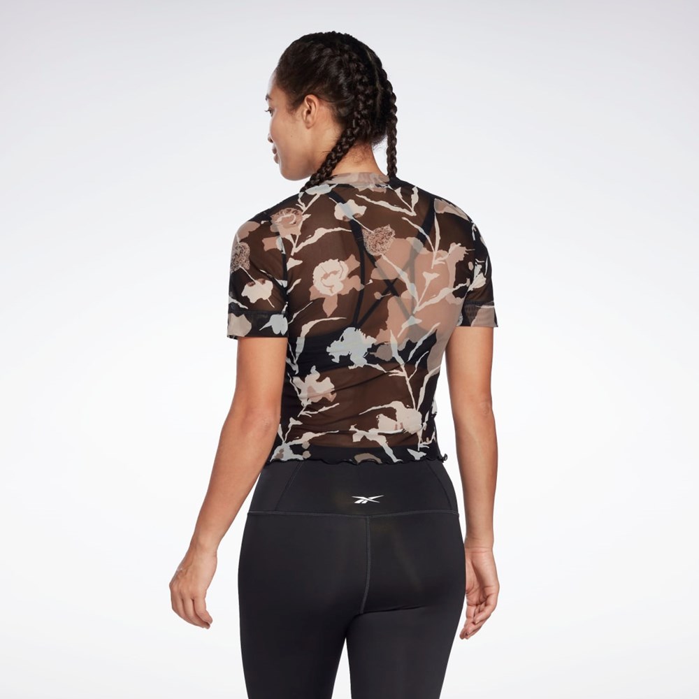 Reebok MYT Allover Print Mesh T-Shirt Black | H65548