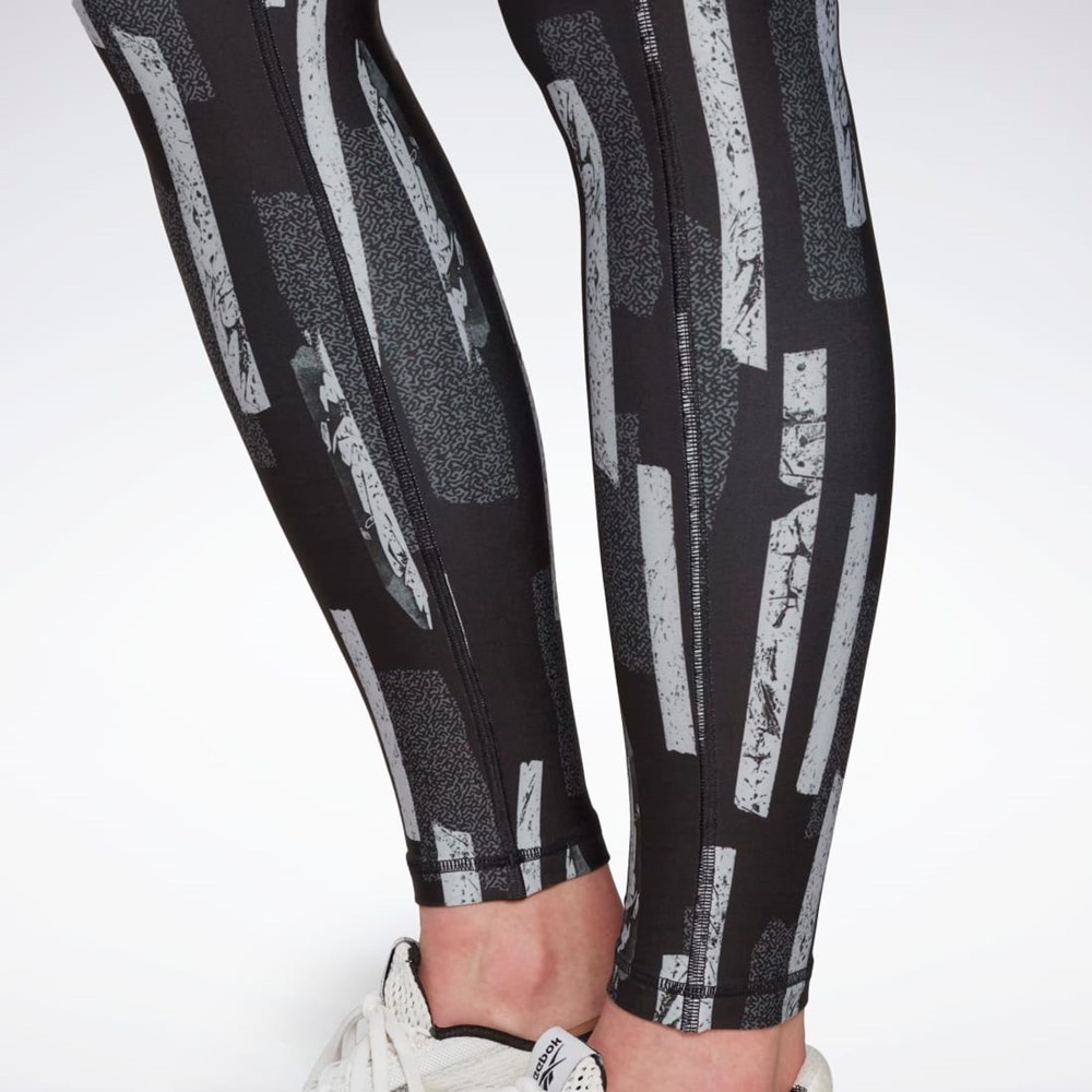 Reebok MYT Allover Print Tights Night Black | HI2368