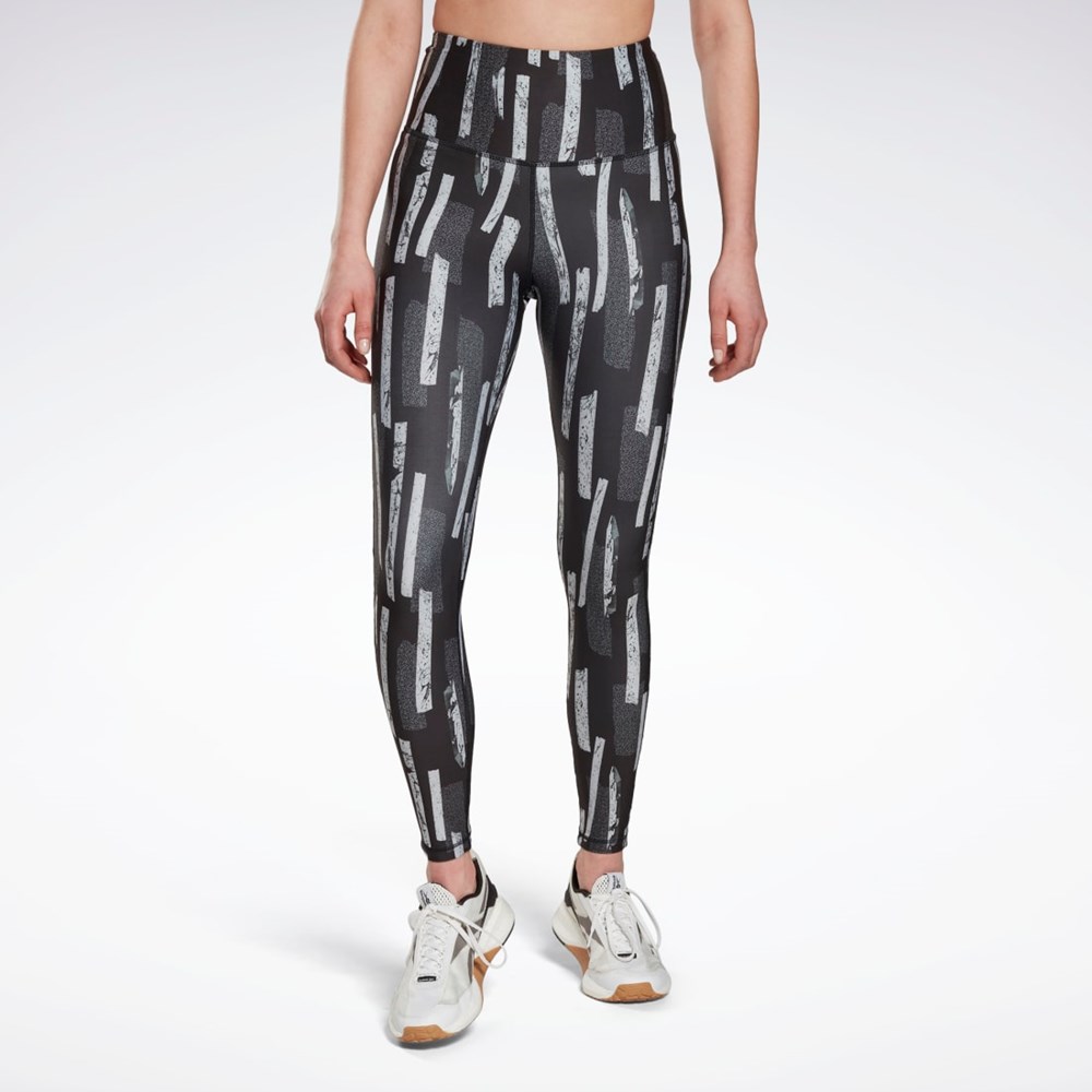 Reebok MYT Allover Print Tights Night Black | HI2368