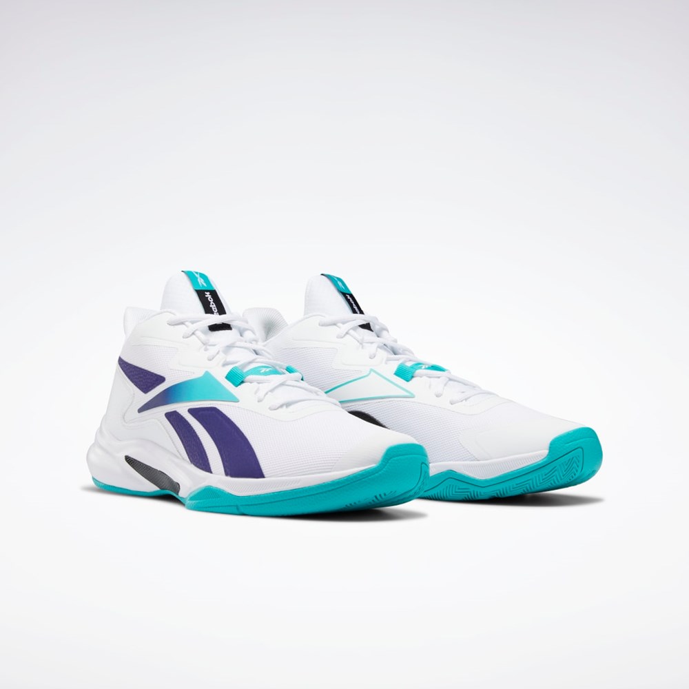 Reebok More Buckets Basketball Shoes Ftwr White / Classic Teal / Bold Purple | GY6298