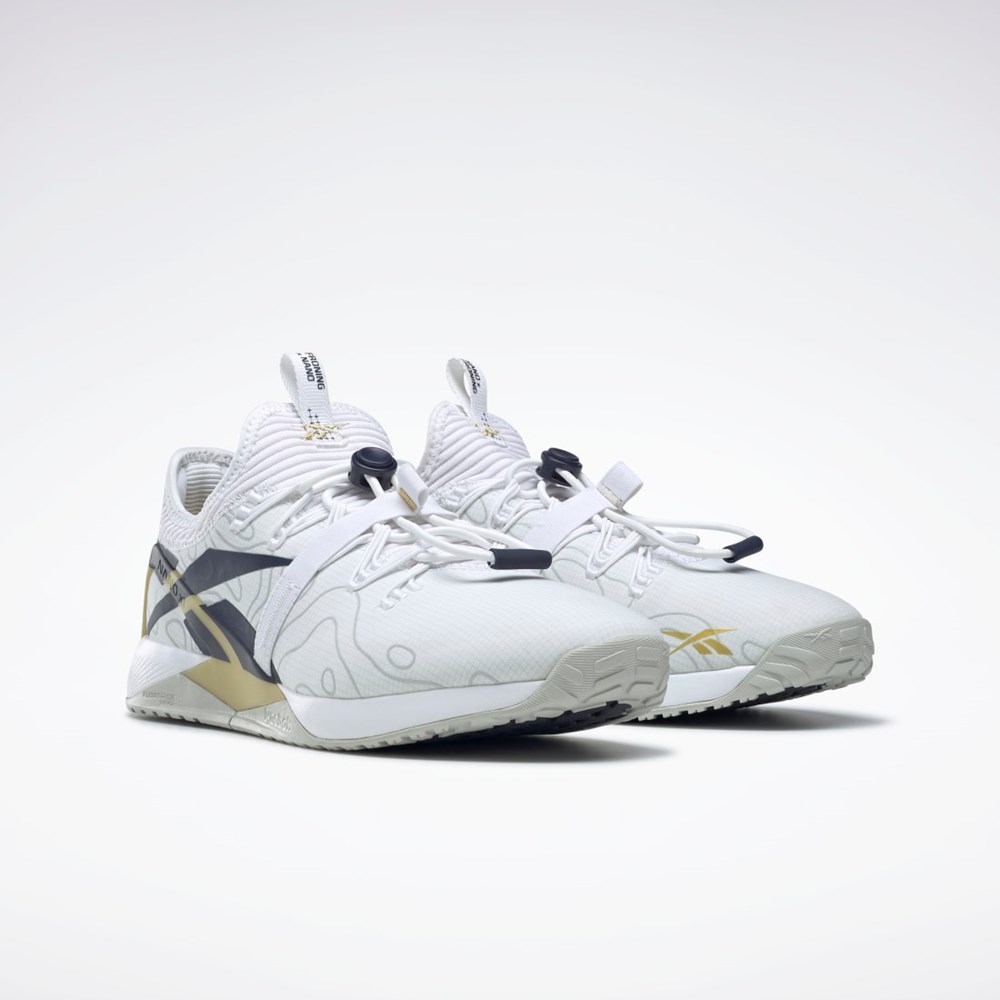 Reebok Nano X1 Froning Training Shoes Ftwr White / Vector Navy / Gold Met. | GX9317