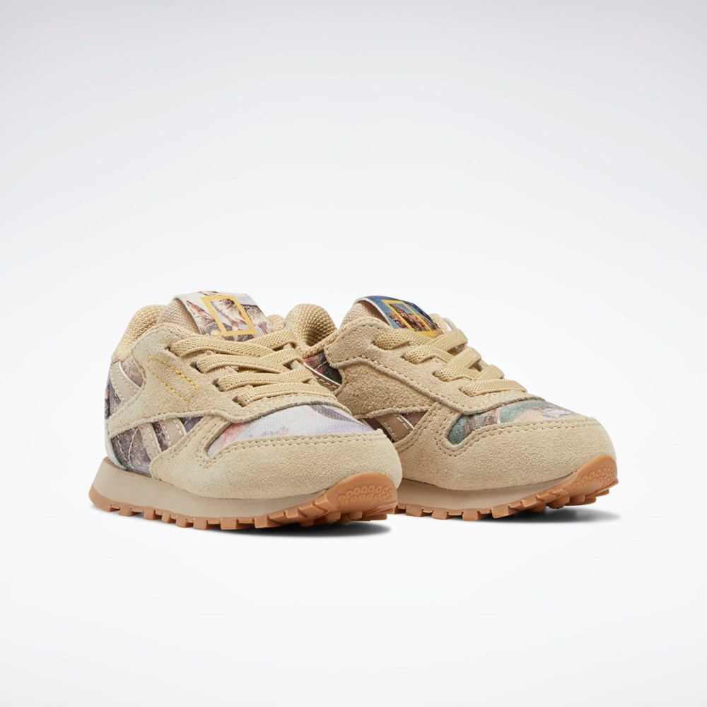 Reebok National Geographic Classic Leather Shoes - Toddler Utility Beige / Parchment / Soft Camel | GY2061