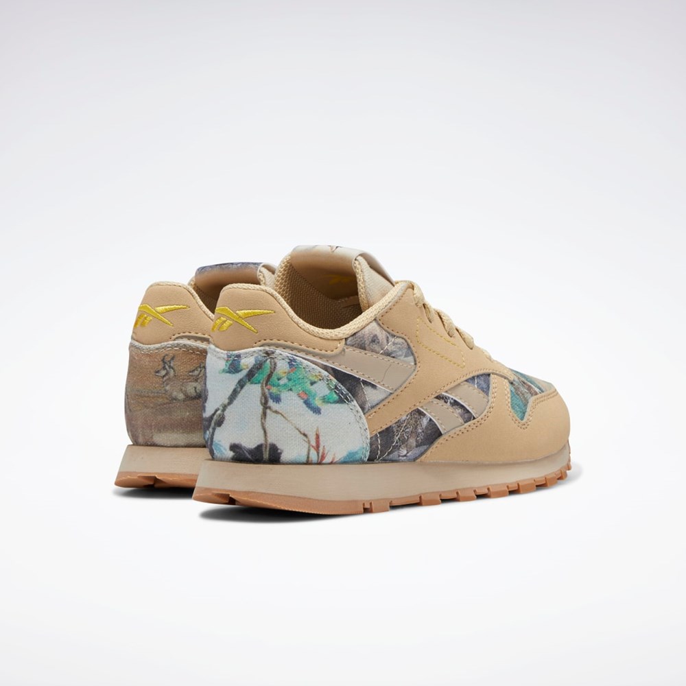 Reebok National Geographic Classics Leather Shoes - Preschool Utility Beige / Parchment / Soft Camel | GY2060