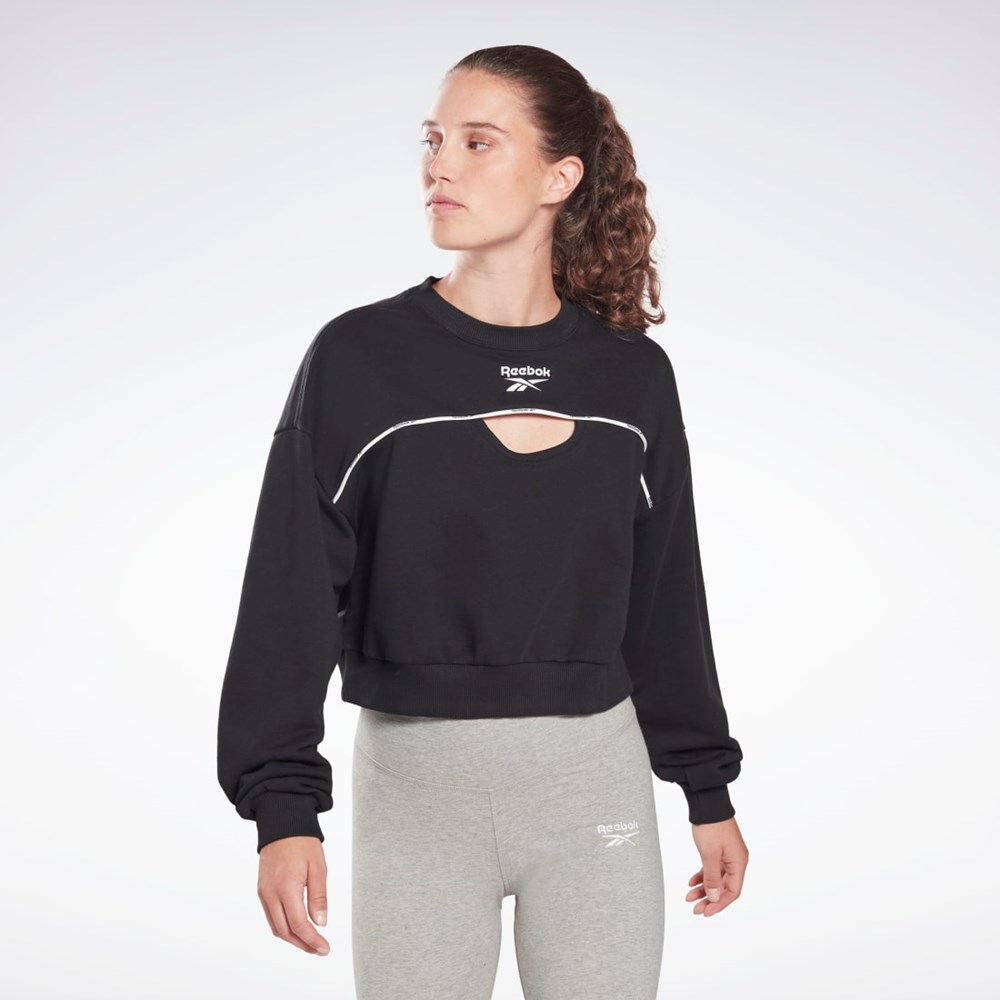 Reebok Piping Crewneck Sweatshirt Black | HB2335