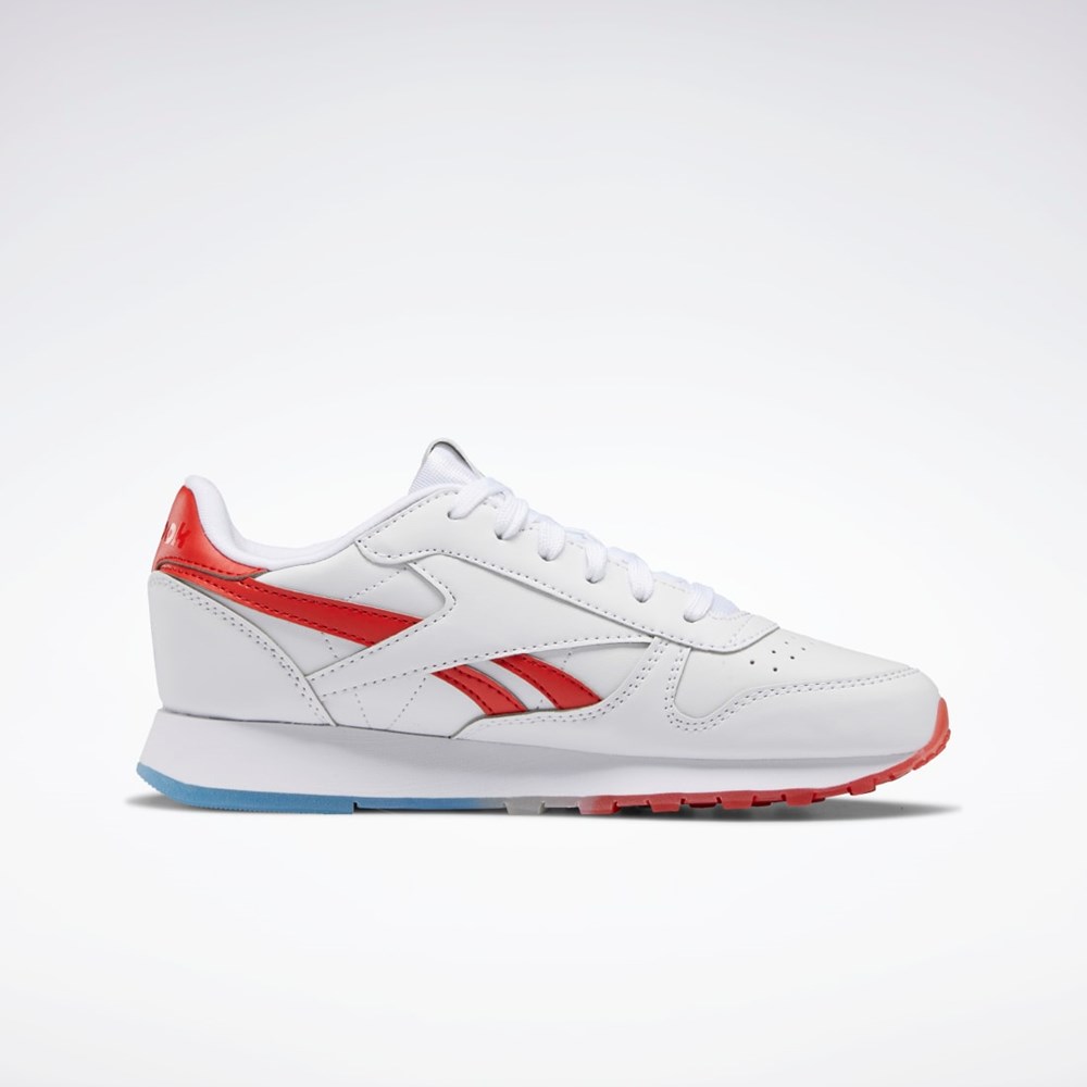 Reebok Popsicle Classic Leather Shoes - Grade School Ftwr White / Echo Blue / Instinct Red | HR1993