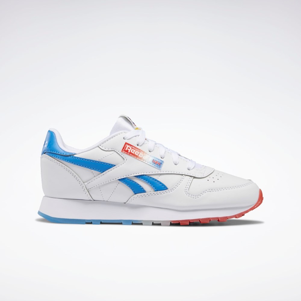 Reebok Popsicle Classic Leather Shoes - Grade School Ftwr White / Echo Blue / Instinct Red | HR1993