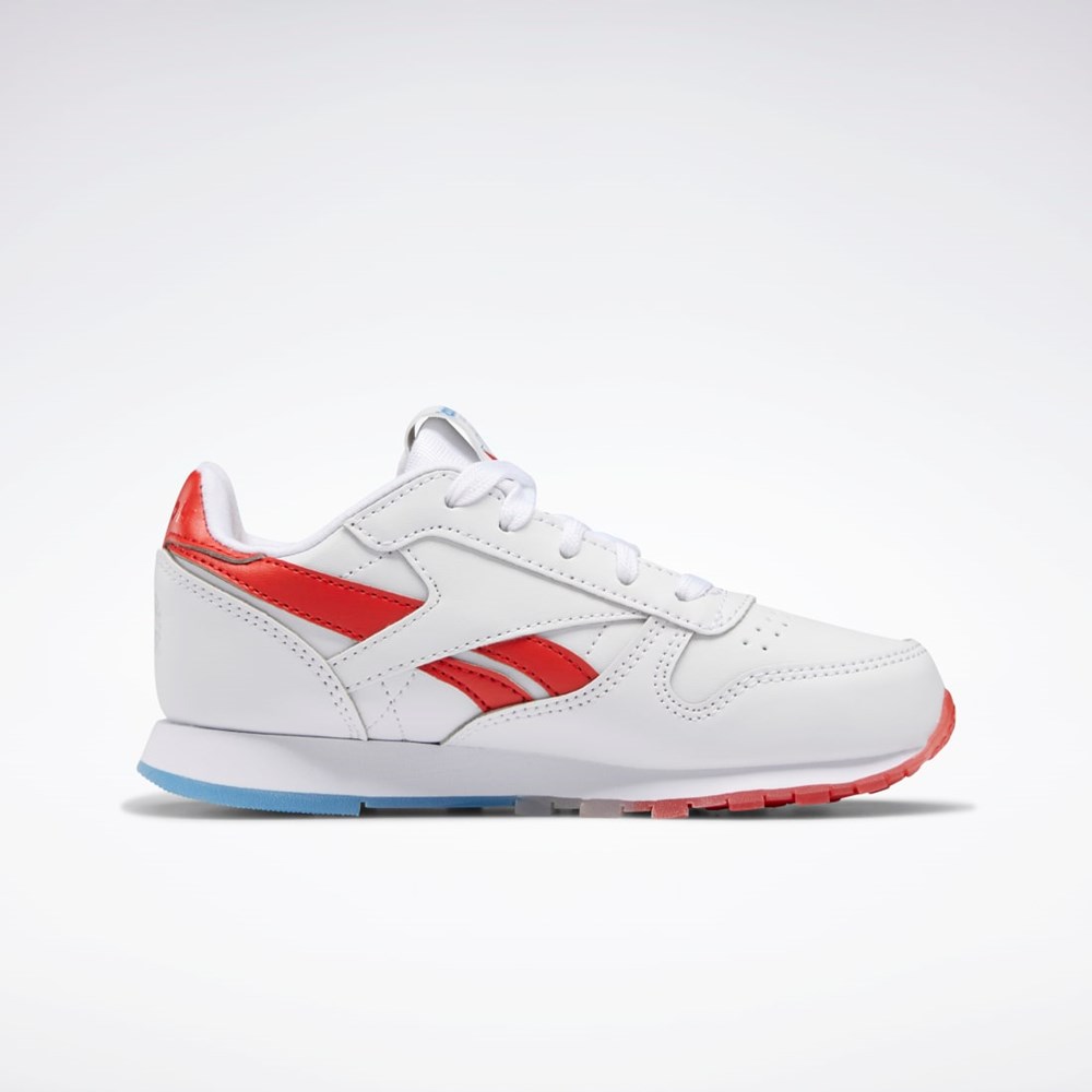 Reebok Popsicle Classic Leather Shoes - Preschool Ftwr White / Echo Blue / Instinct Red | HR1997