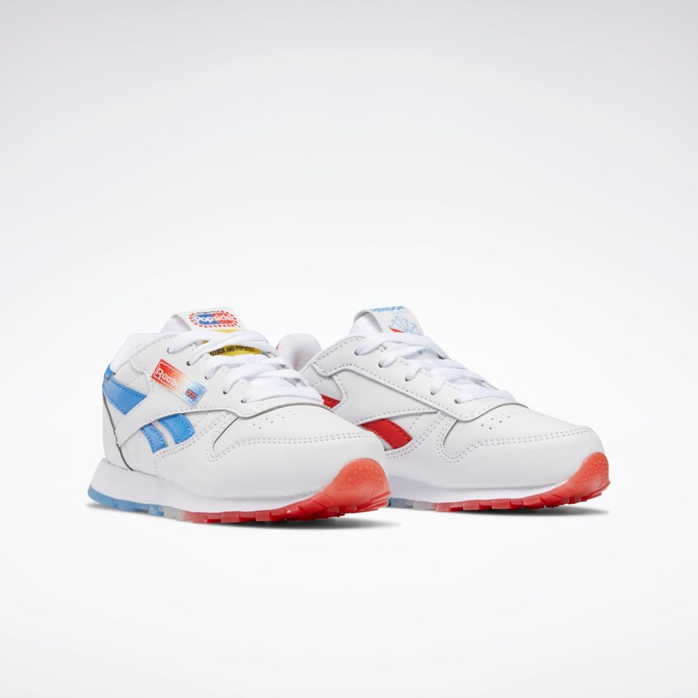 Reebok Popsicle Classic Leather Shoes - Preschool Ftwr White / Echo Blue / Instinct Red | HR1997