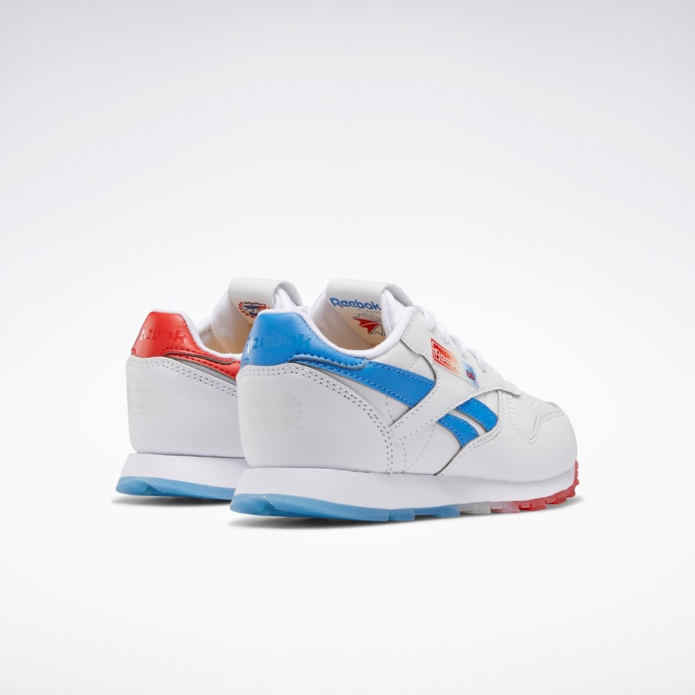 Reebok Popsicle Classic Leather Shoes - Preschool Ftwr White / Echo Blue / Instinct Red | HR1997