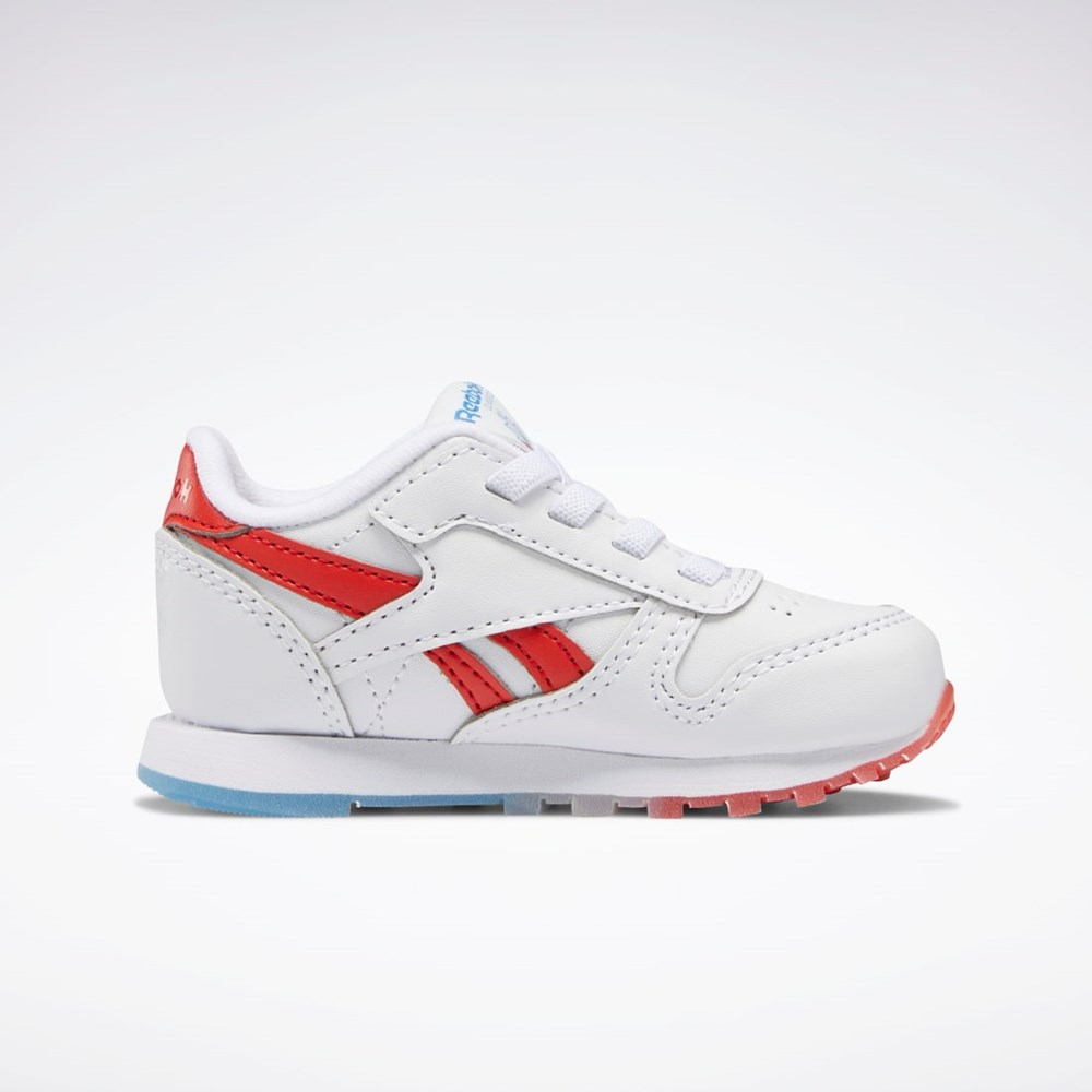 Reebok Popsicle Classic Leather Shoes - Toddler Ftwr White / Echo Blue / Instinct Red | HR1998