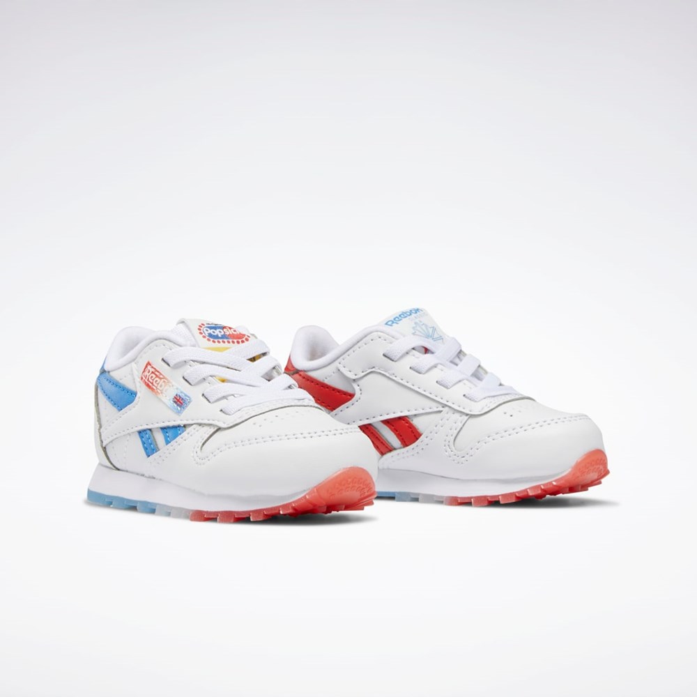 Reebok Popsicle Classic Leather Shoes - Toddler Ftwr White / Echo Blue / Instinct Red | HR1998