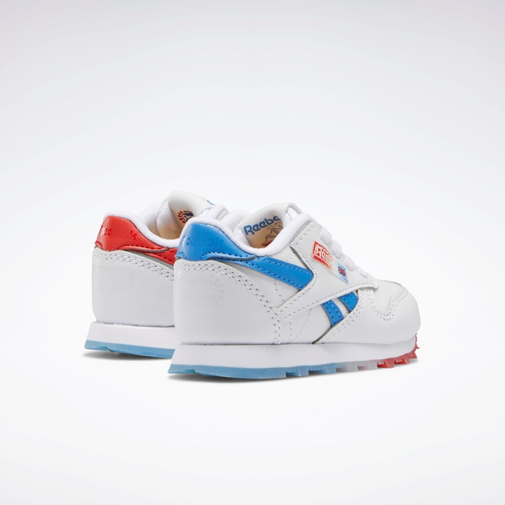 Reebok Popsicle Classic Leather Shoes - Toddler Ftwr White / Echo Blue / Instinct Red | HR1998