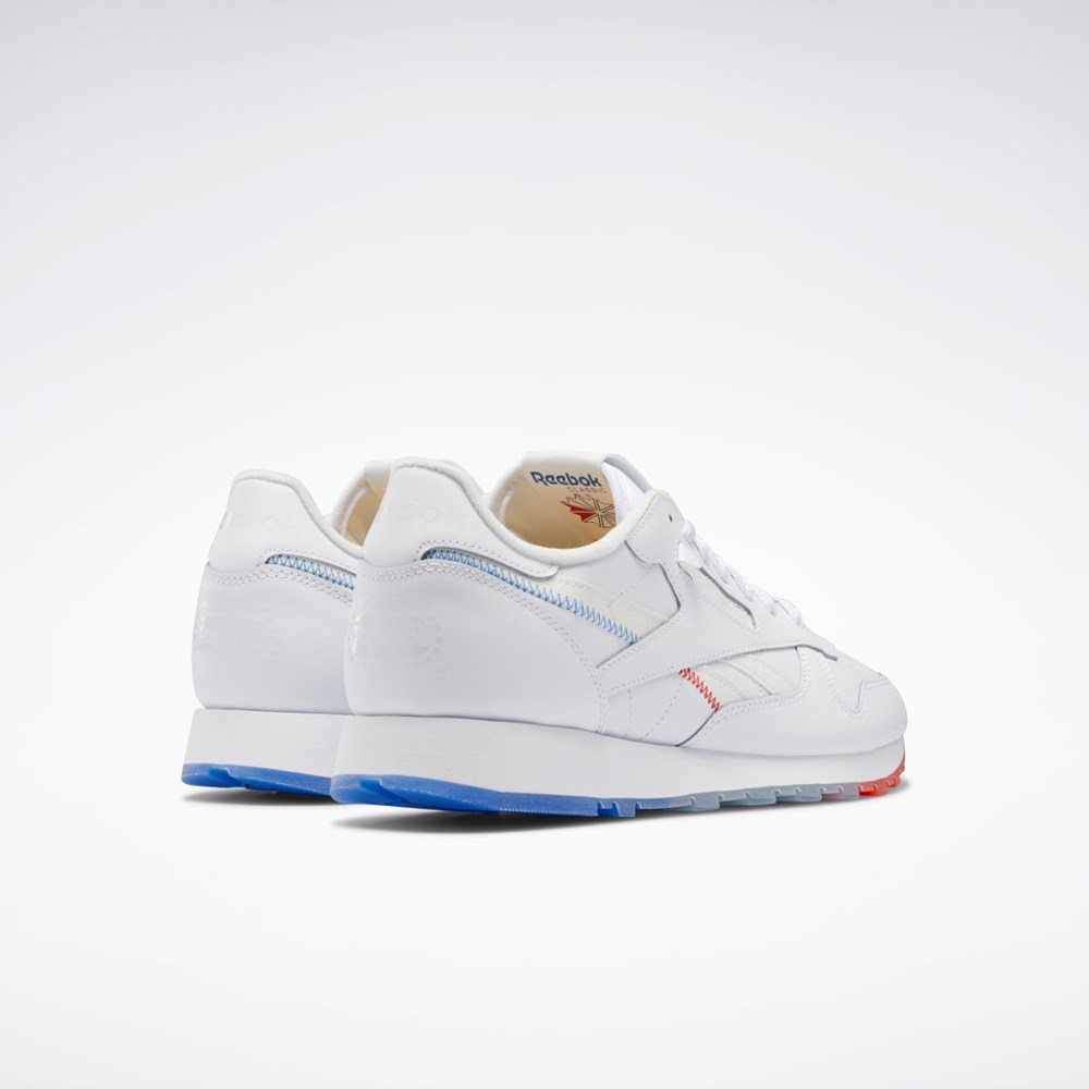 Reebok Popsicle Classic Leather Shoes Ftwr White / Echo Blue / Instinct Red | GY2430